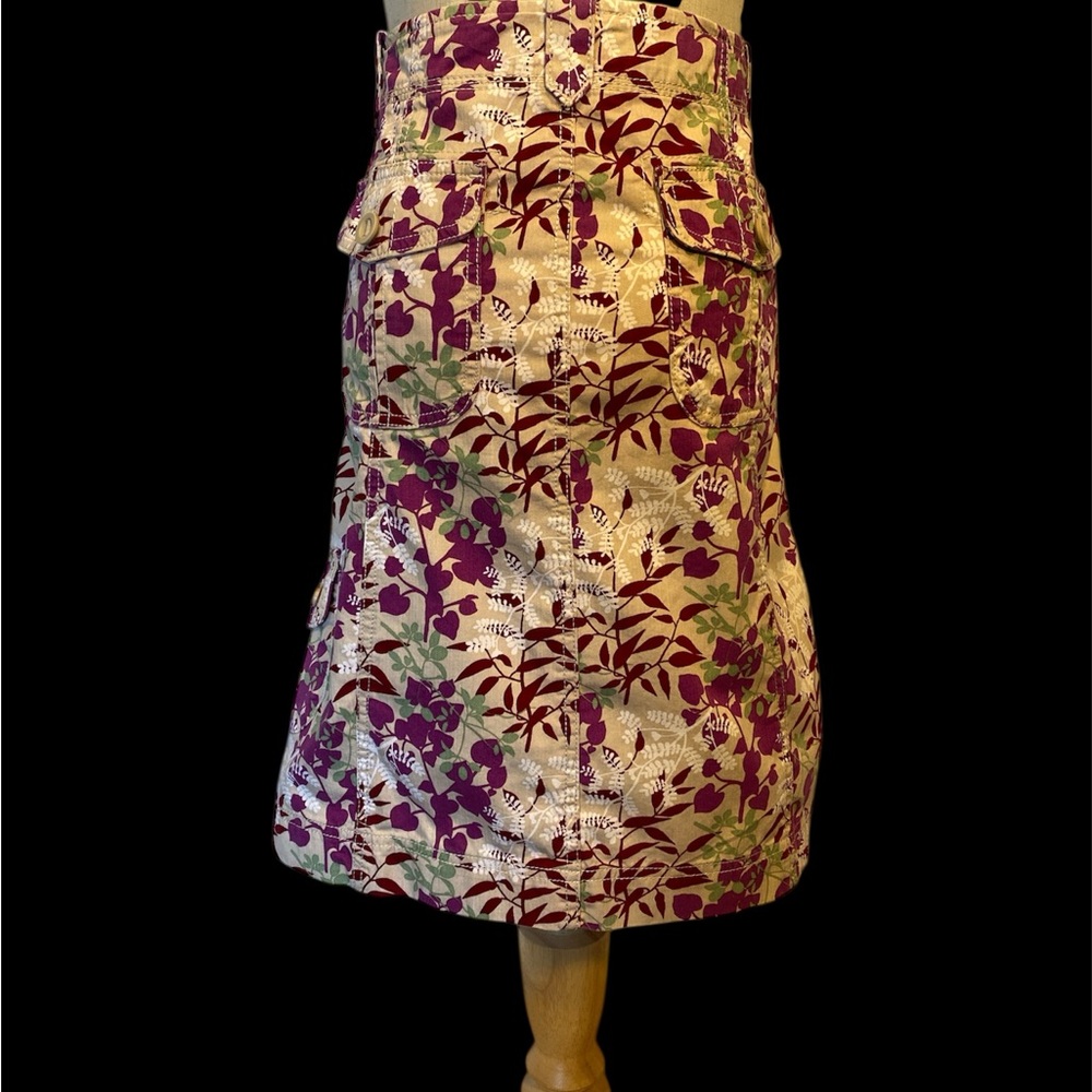 Eddie Bauer Red and Purple Floral A-line Midi Skirt - Picture 2 of 6